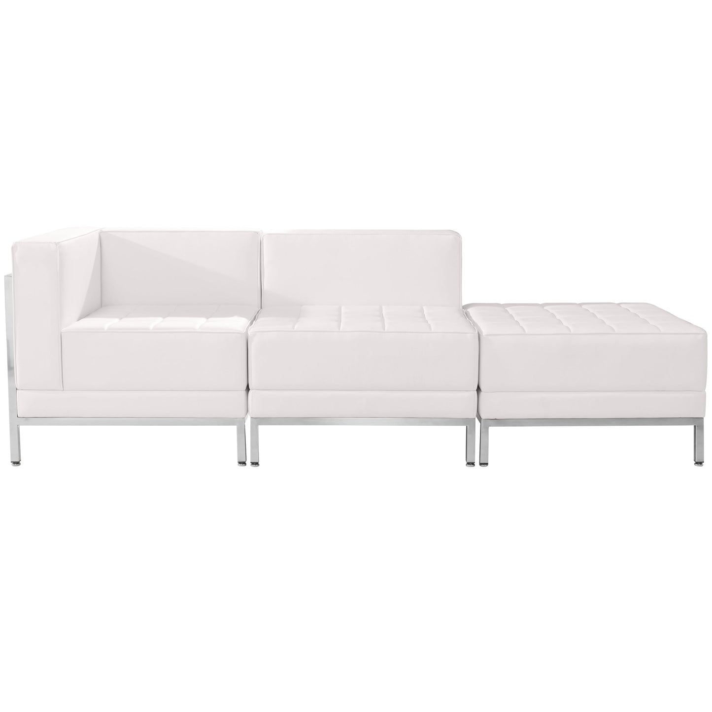 White Leather Lounge Set, 3 PC ZB-IMAG-SET6-WH-GG