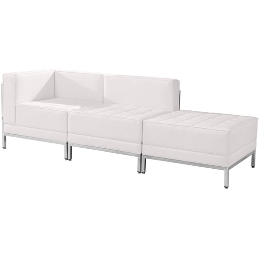 White Leather Lounge Set, 3 PC ZB-IMAG-SET6-WH-GG