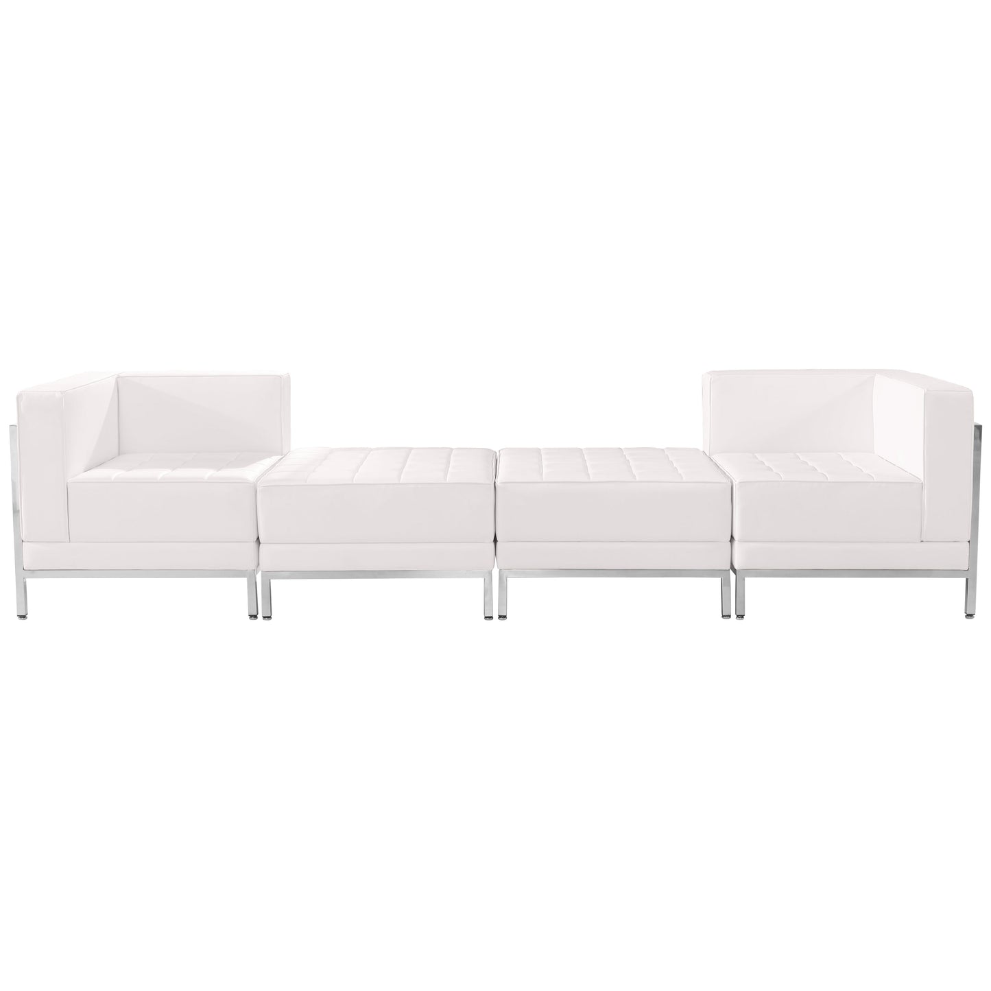 White Leather Lounge Set, 4 PC ZB-IMAG-SET7-WH-GG