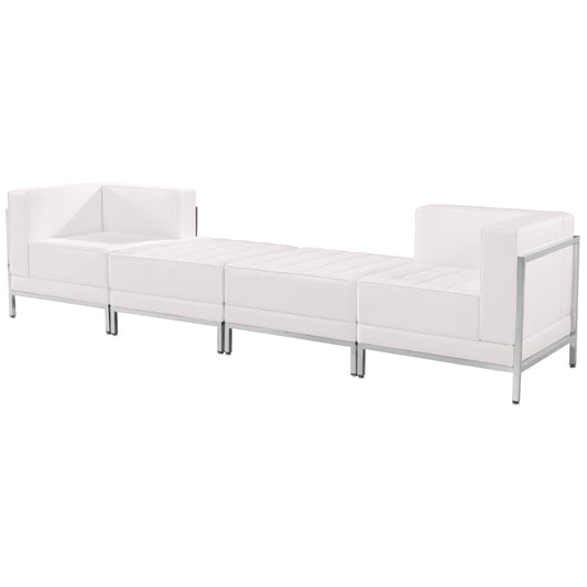 White Leather Lounge Set, 4 PC ZB-IMAG-SET7-WH-GG