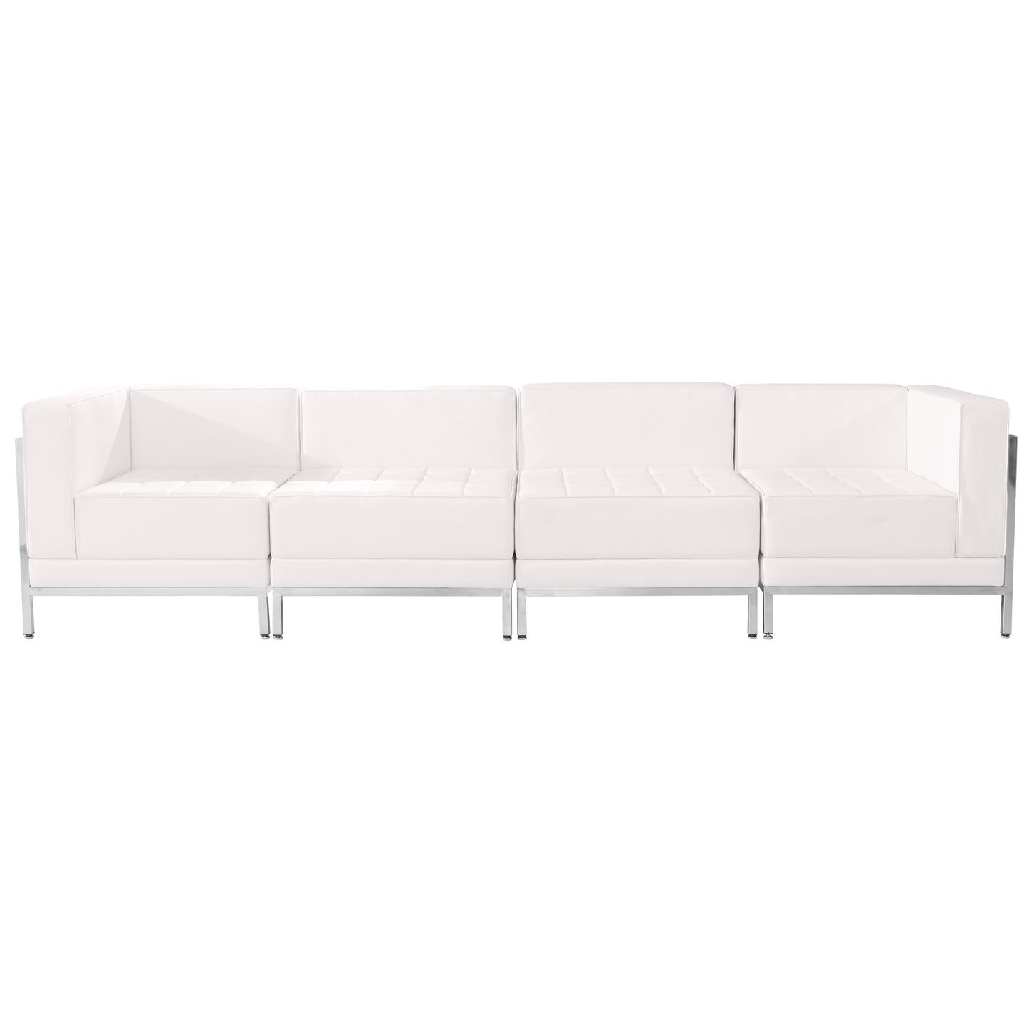 White Leather Lounge Set, 4 PC ZB-IMAG-SET8-WH-GG