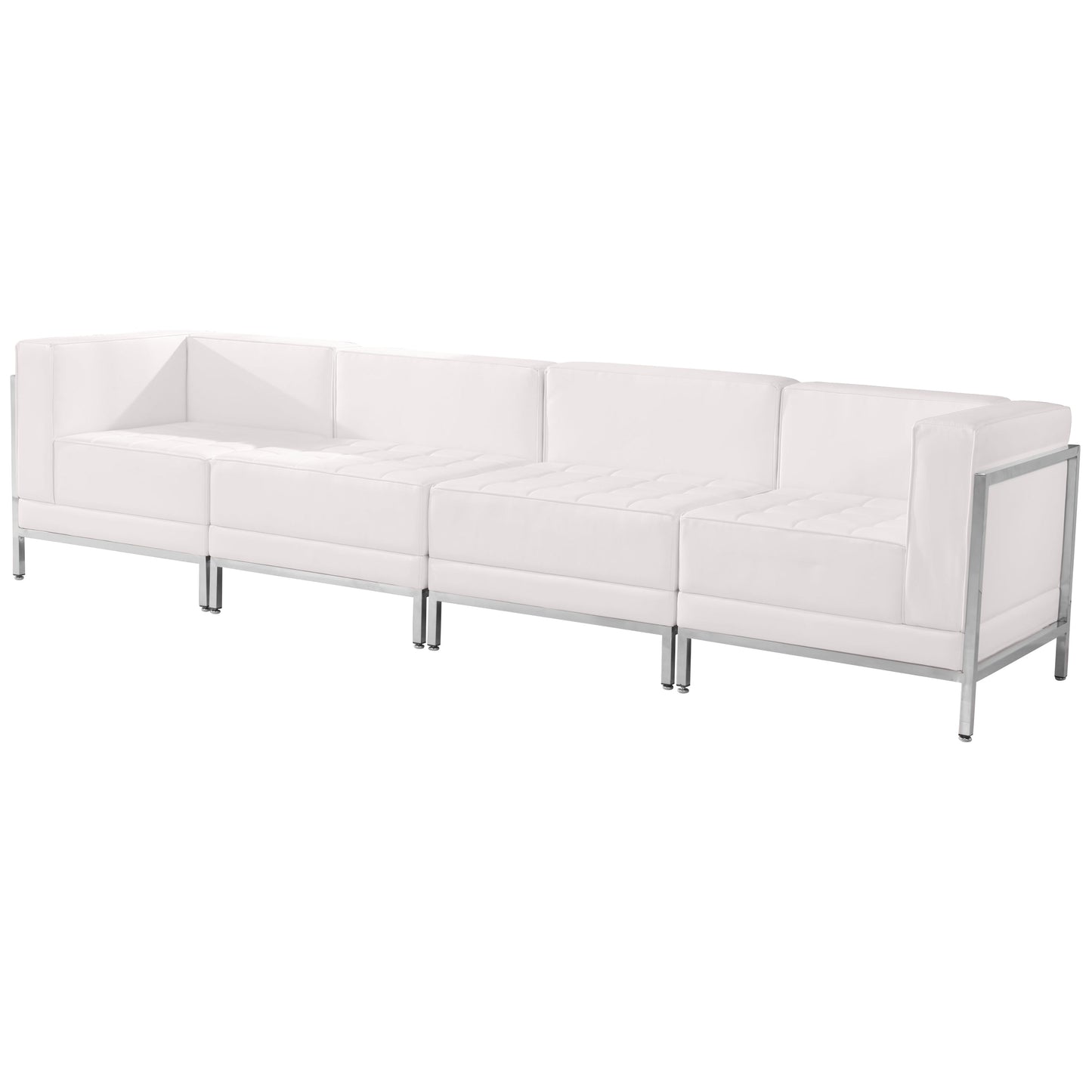 White Leather Lounge Set, 4 PC ZB-IMAG-SET8-WH-GG