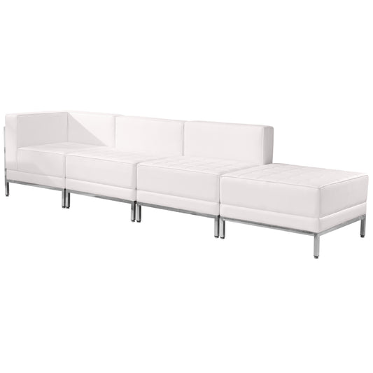 White Leather Lounge Set, 4 PC ZB-IMAG-SET9-WH-GG