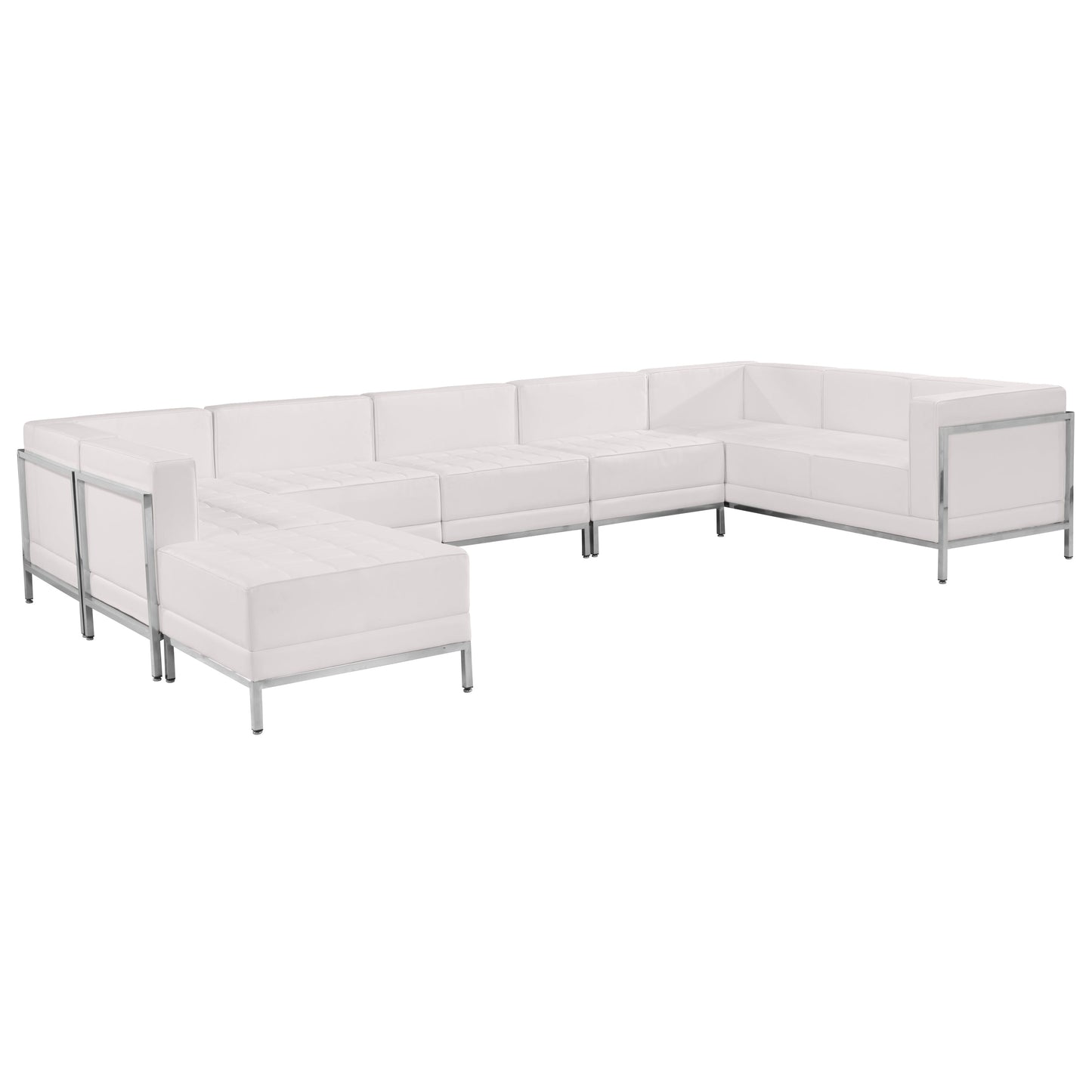 White Leather Sectional, 7 PC ZB-IMAG-U-SECT-SET4-WH-GG