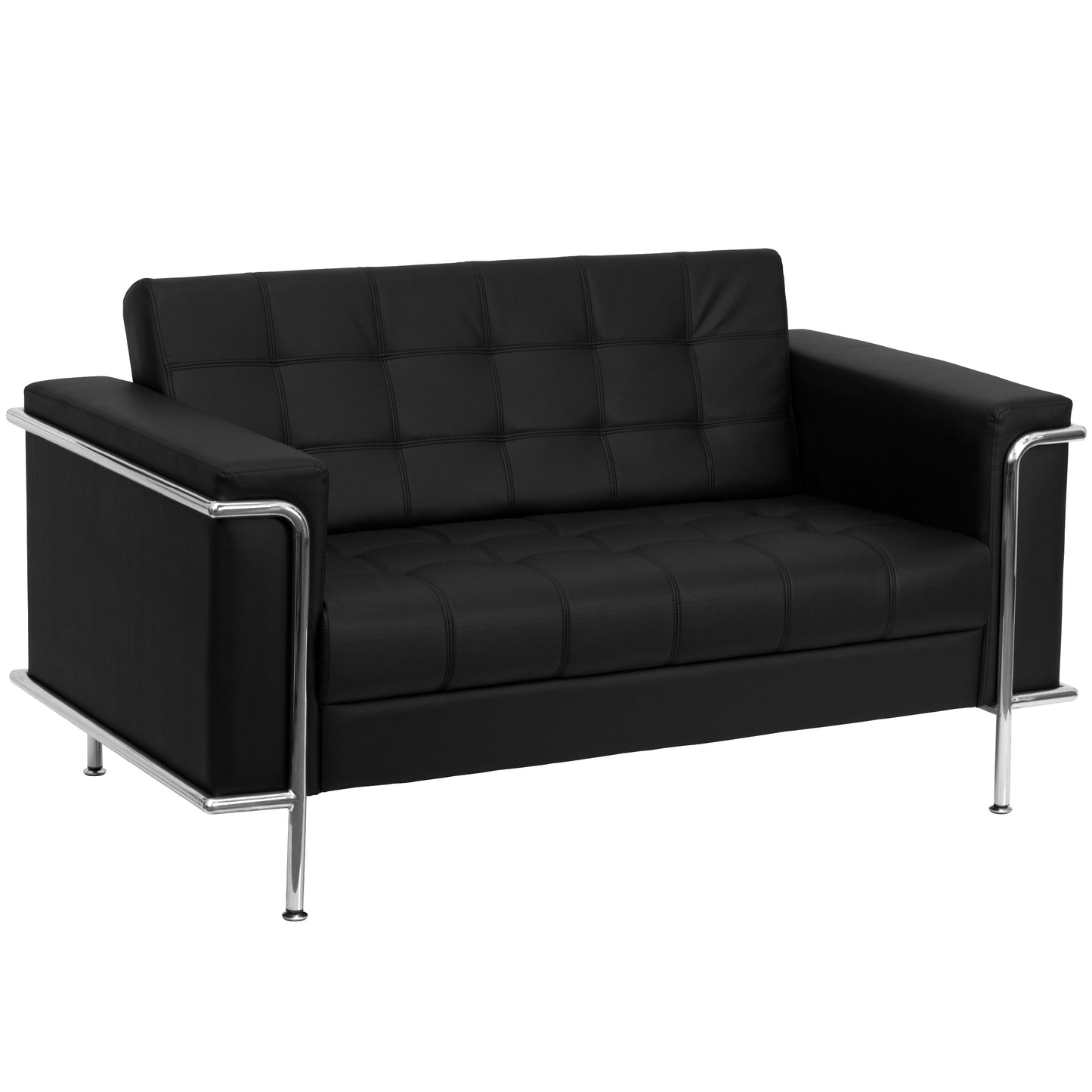 Black Leather Loveseat ZB-LESLEY-8090-LS-BK-GG