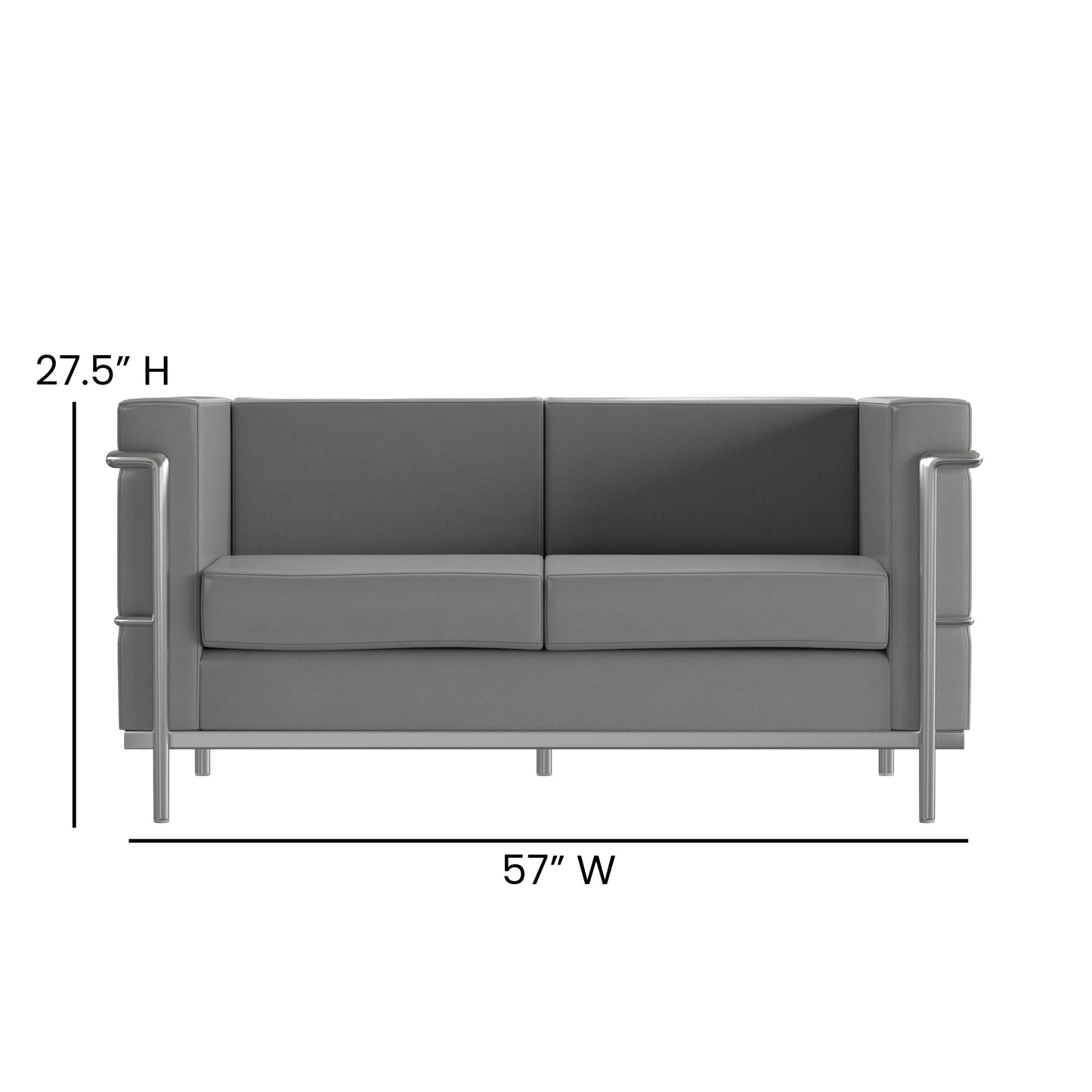 Gray Leather Loveseat ZB-REGAL-810-2-LS-GY-GG