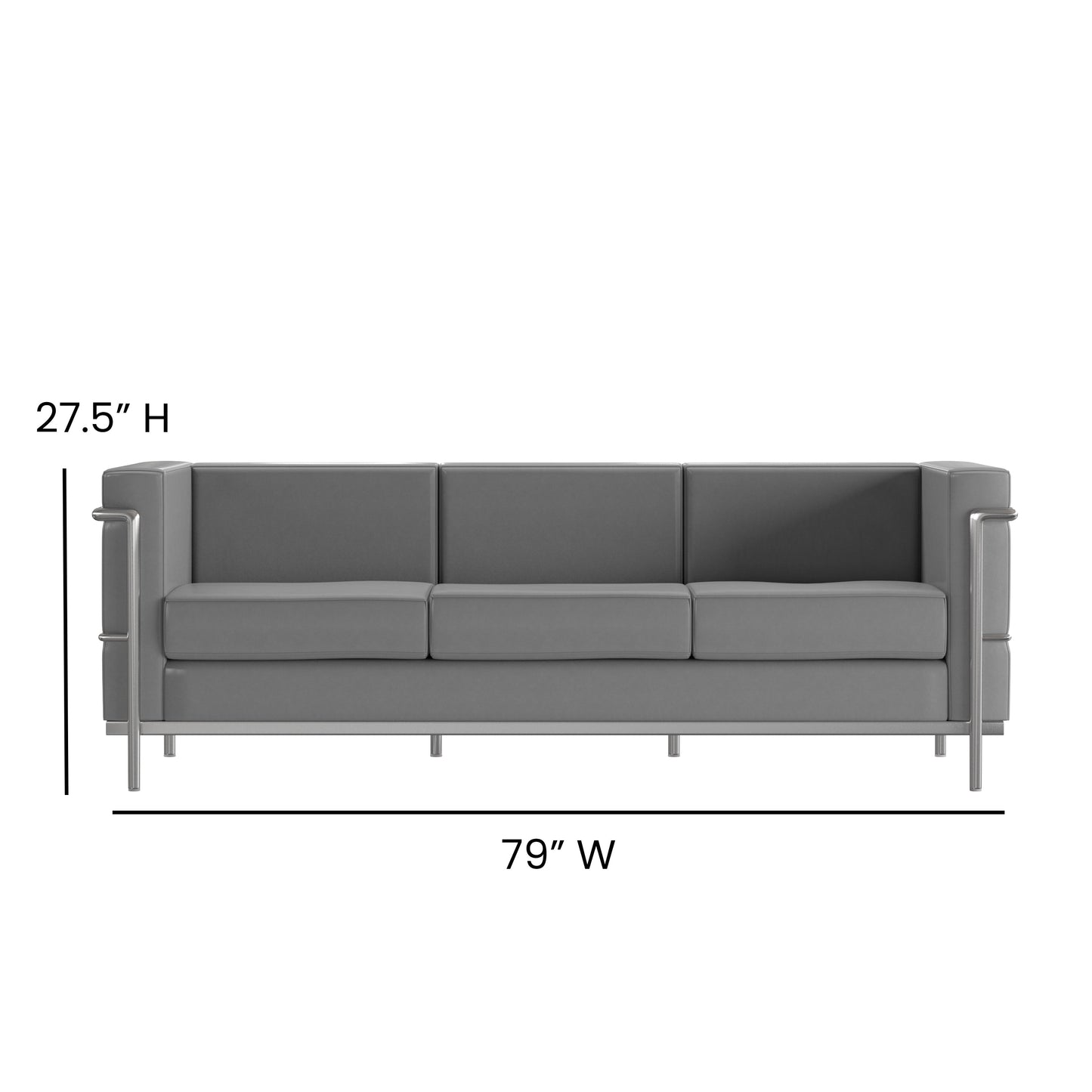 Gray Leather Sofa ZB-REGAL-810-3-SOFA-GY-GG