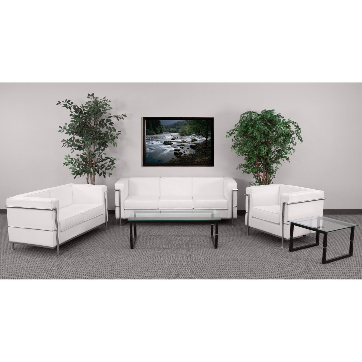 White Leather Reception Set ZB-REGAL-810-SET-WH-GG