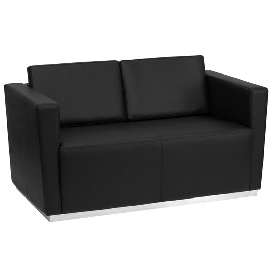 Black Leather Loveseat ZB-TRINITY-8094-LS-BK-GG