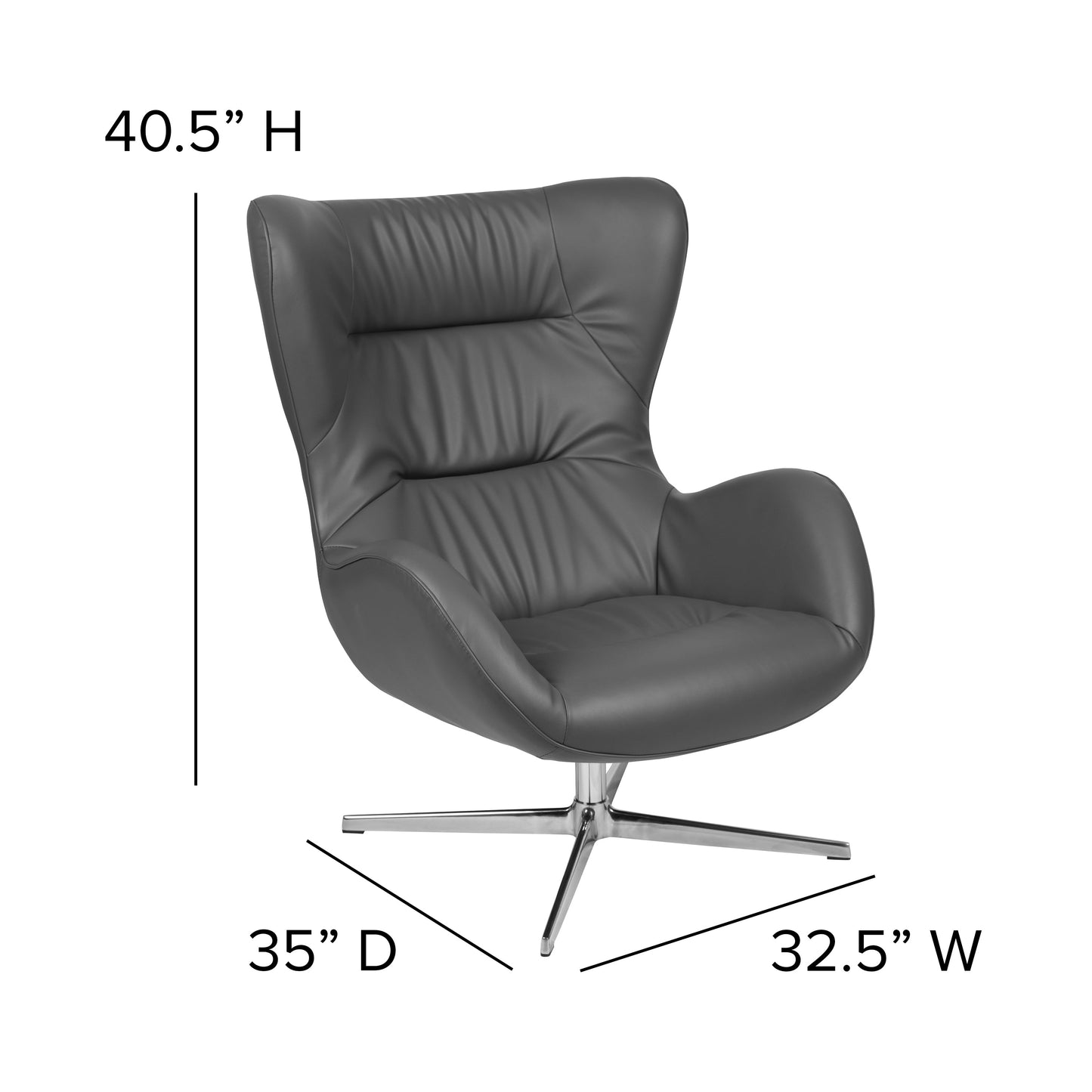 Gray LeatherSoft Swivel Chair ZB-WING-GY-LEA-GG