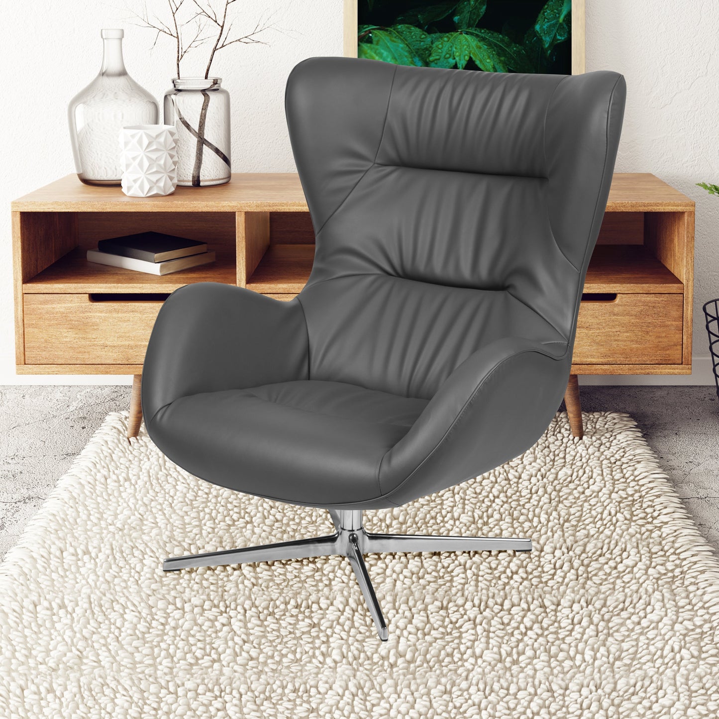 Gray LeatherSoft Swivel Chair ZB-WING-GY-LEA-GG