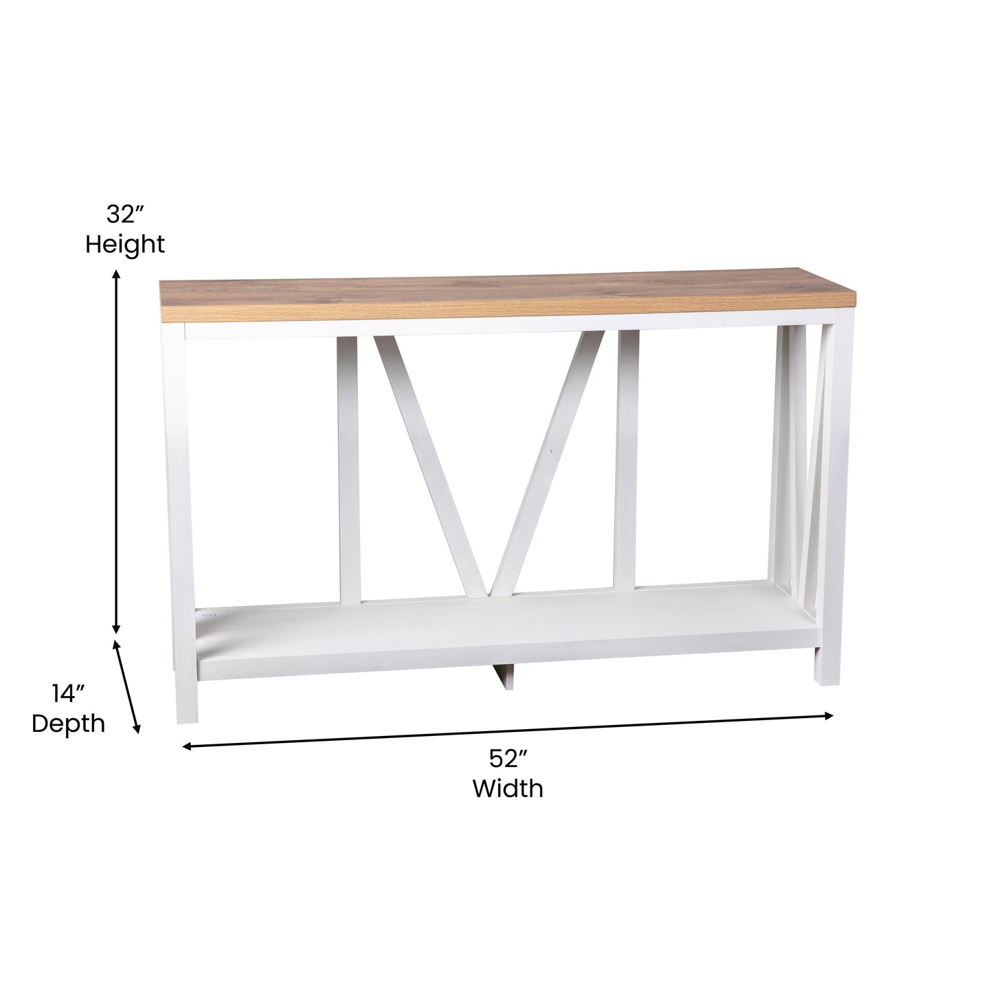 White/Warm Oak Entry Table ZG-034-WH-WOAK-GG