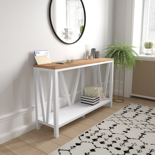 White/Warm Oak Entry Table ZG-034-WH-WOAK-GG