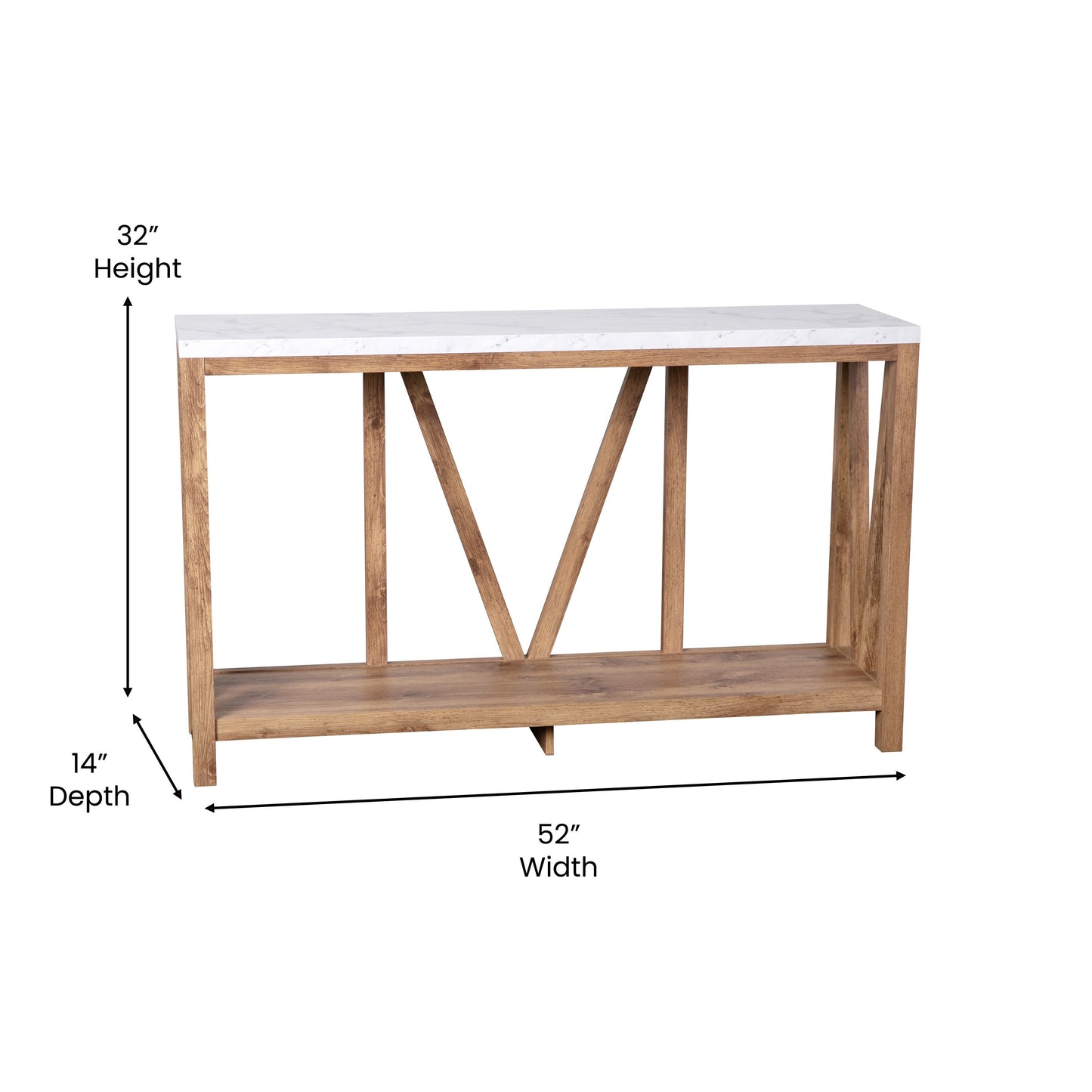 Warm Oak/Marble Entry Table ZG-034-WOAK-MARB-GG