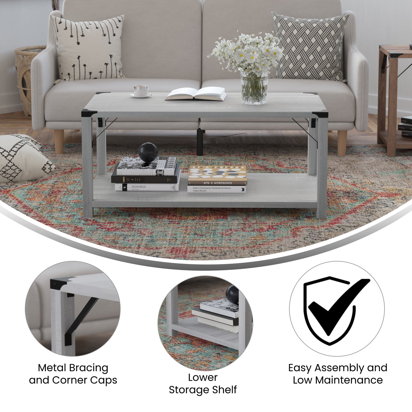 Aspen Gray 2 Tier Coffee Table ZG-037-LTGY-GG