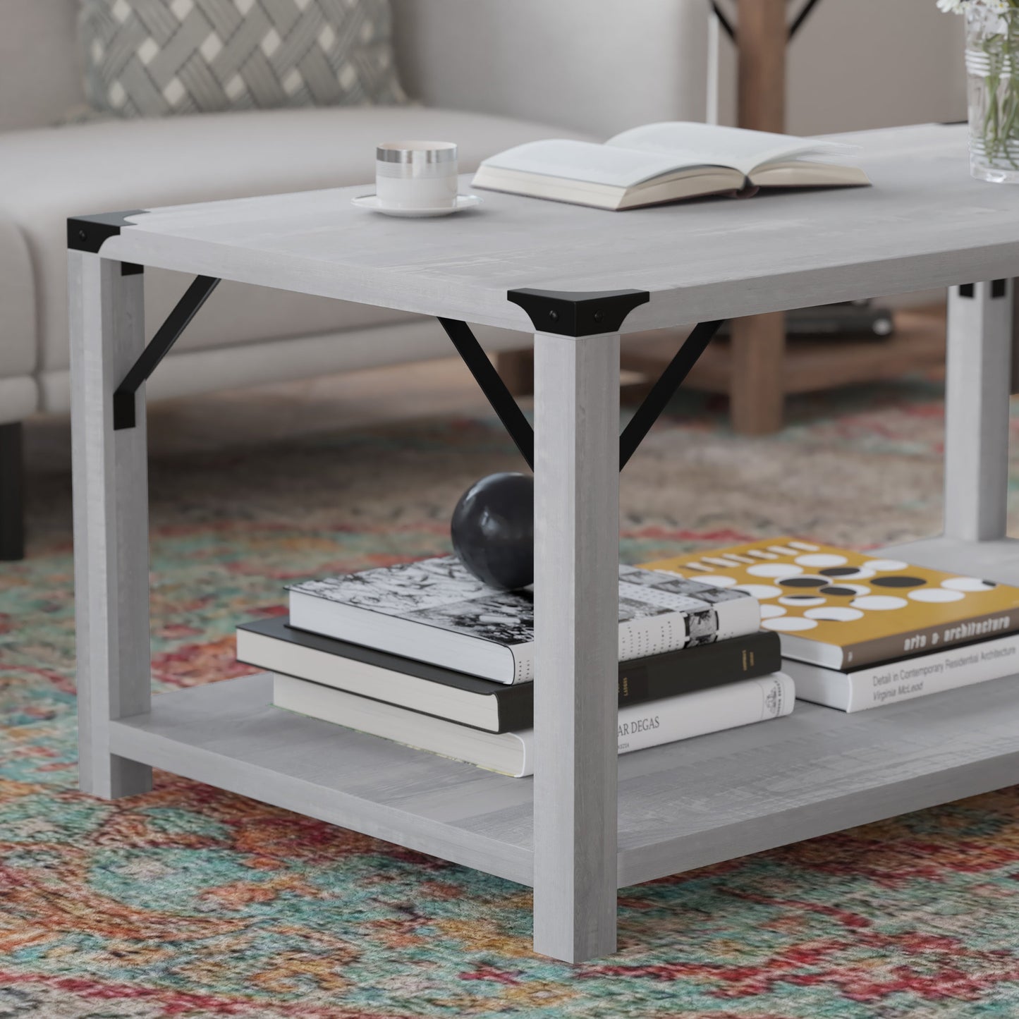 Aspen Gray 2 Tier Coffee Table ZG-037-LTGY-GG