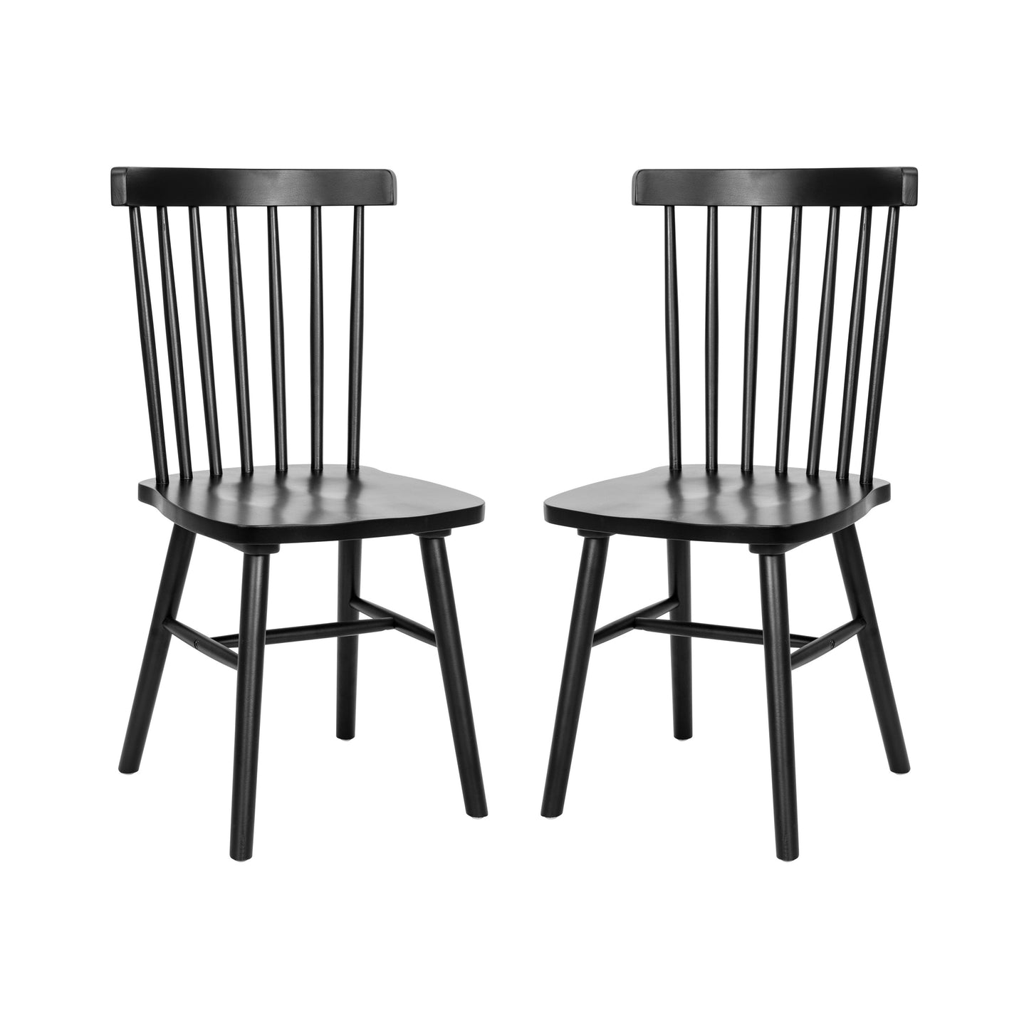 Set of 2 Commercial Grade Solid Wood Spindle Back Dining Chairs