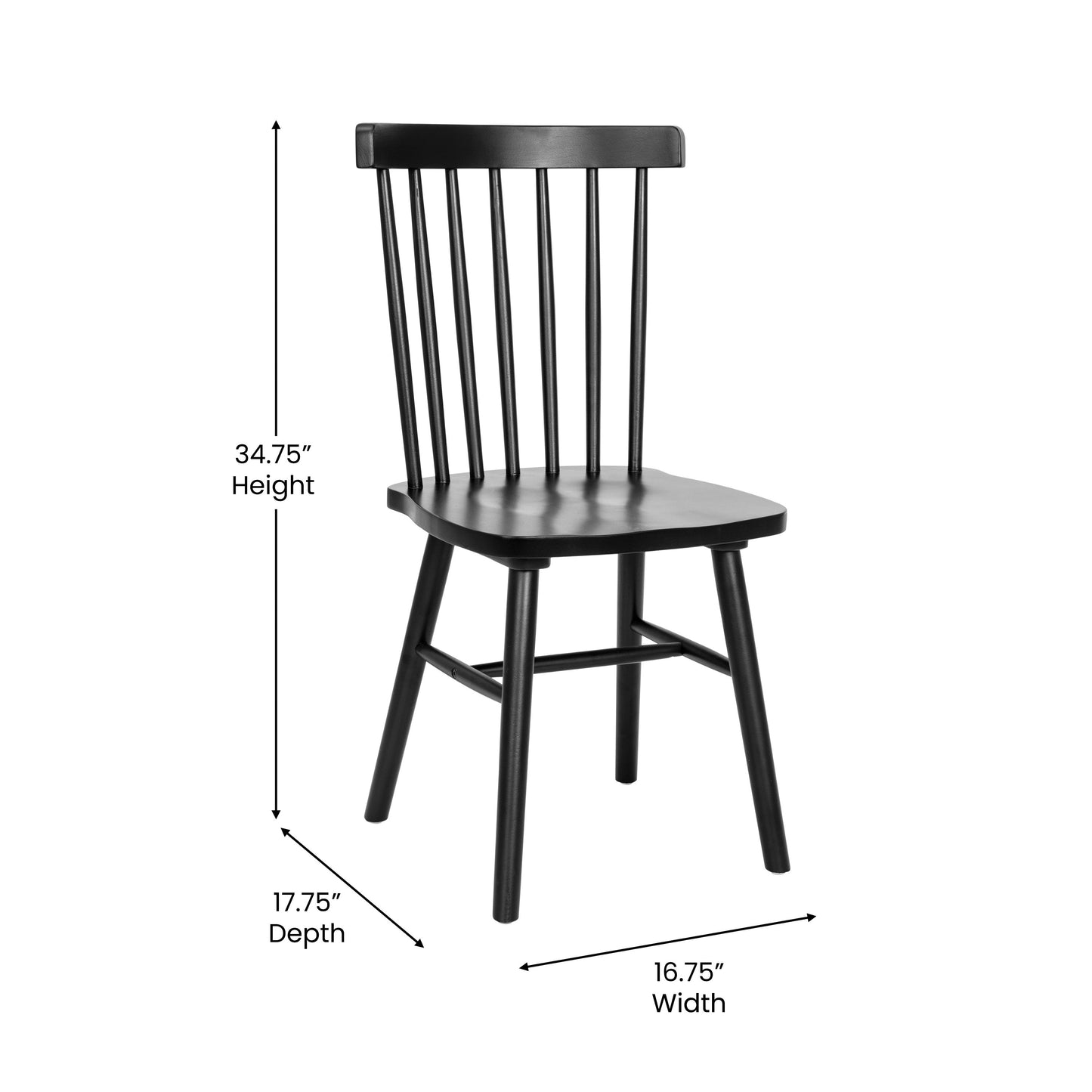 2PK Black Spindle Back Chair ZH-8101WR-BK-2-GG