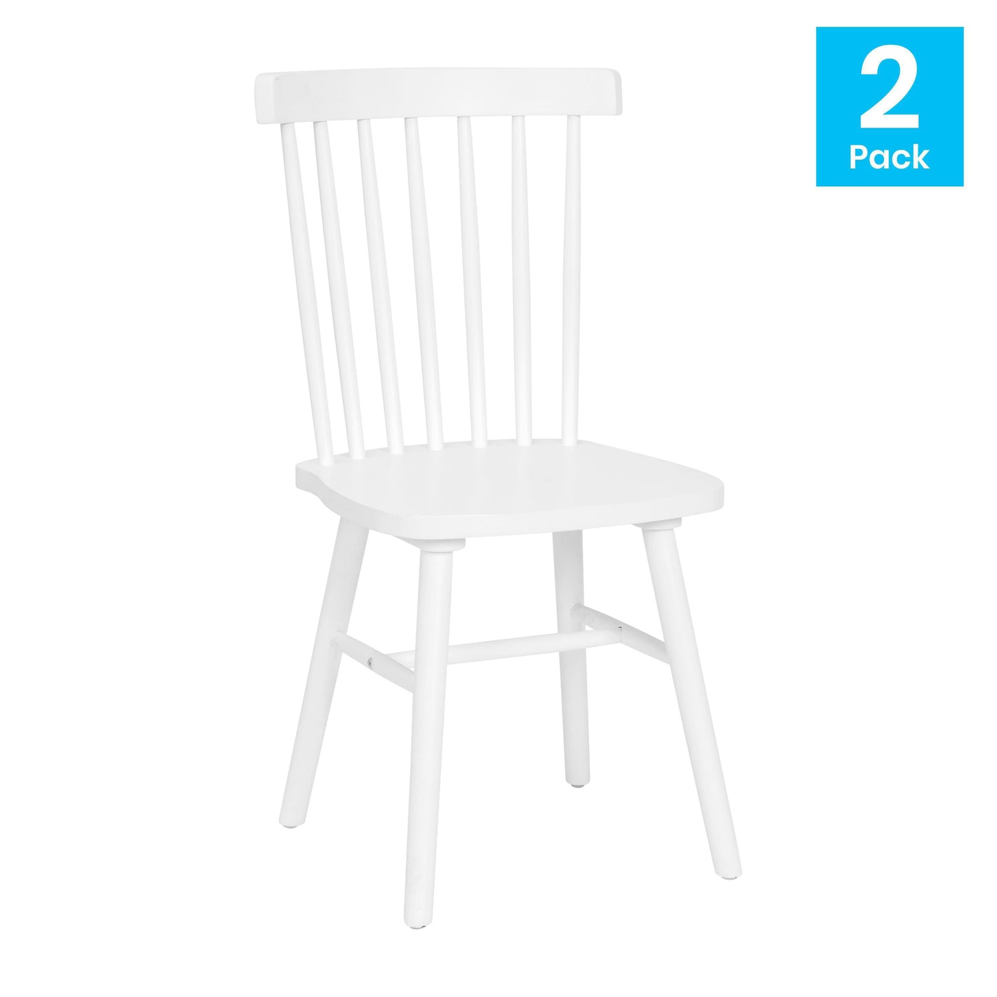 2PK White Spindle Back Chair ZH-8101WR-WH-2-GG