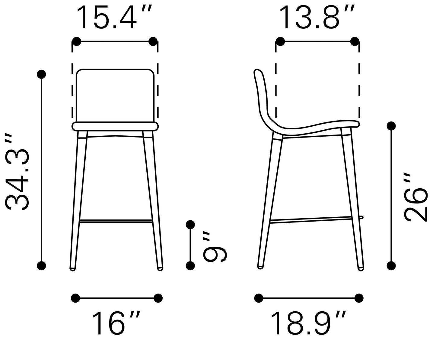 Jericho Counter Stool (Set of 2) Gray