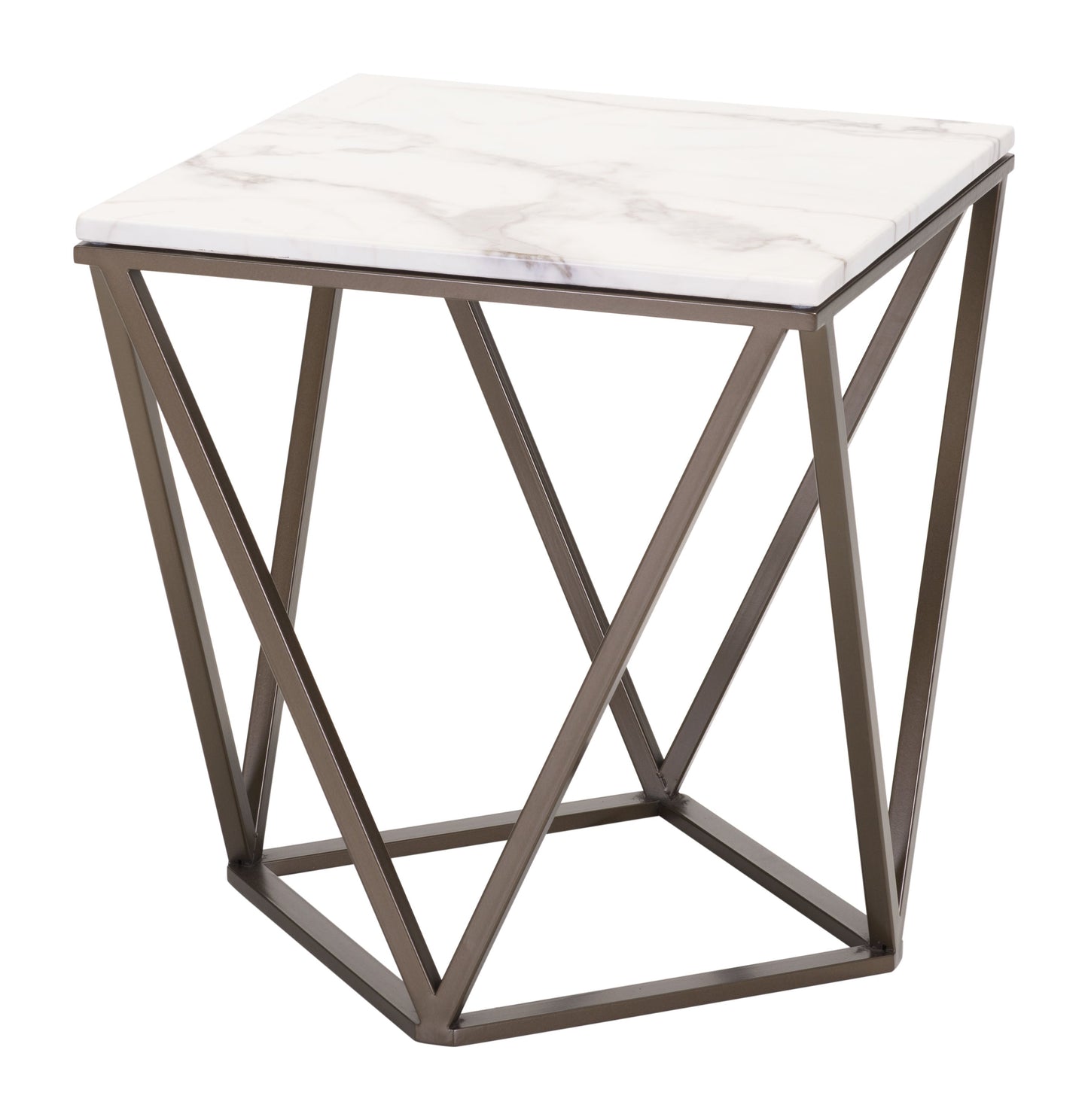 Tintern End Table White & Antique Brass