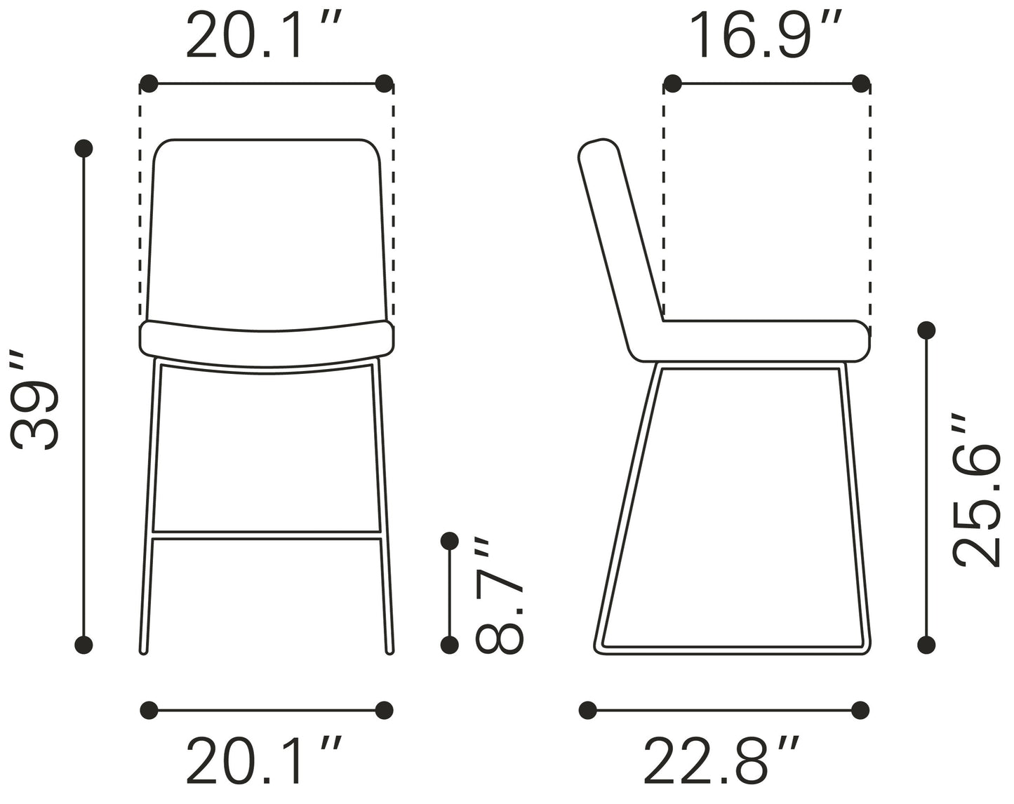 Mode Counter Stool (Set of 2) Yellow