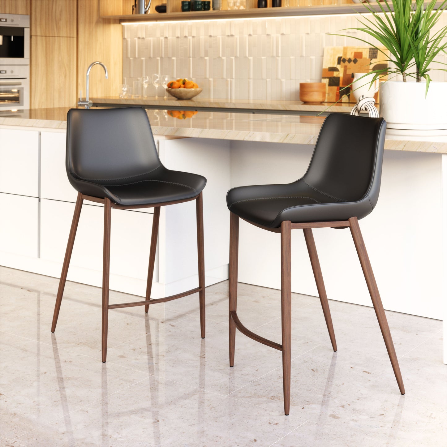 Magnus Counter Stool Black & Walnut