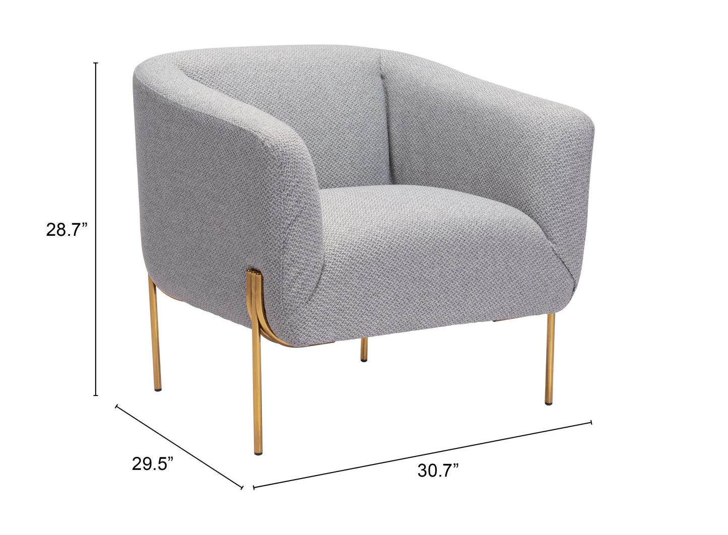 Micaela Arm Chair Gray & Gold