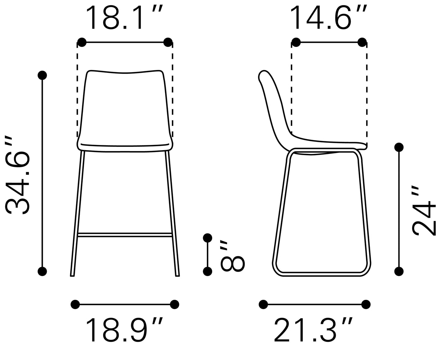 Smart Counter Stool (Set of 2) Ivory