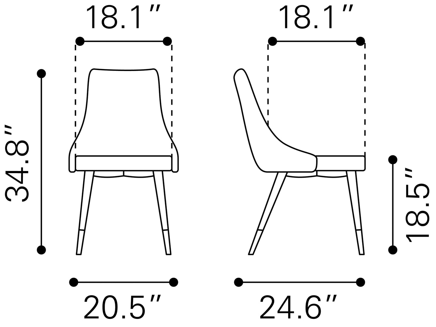 Piccolo Dining Chair (Set of 2) Gray