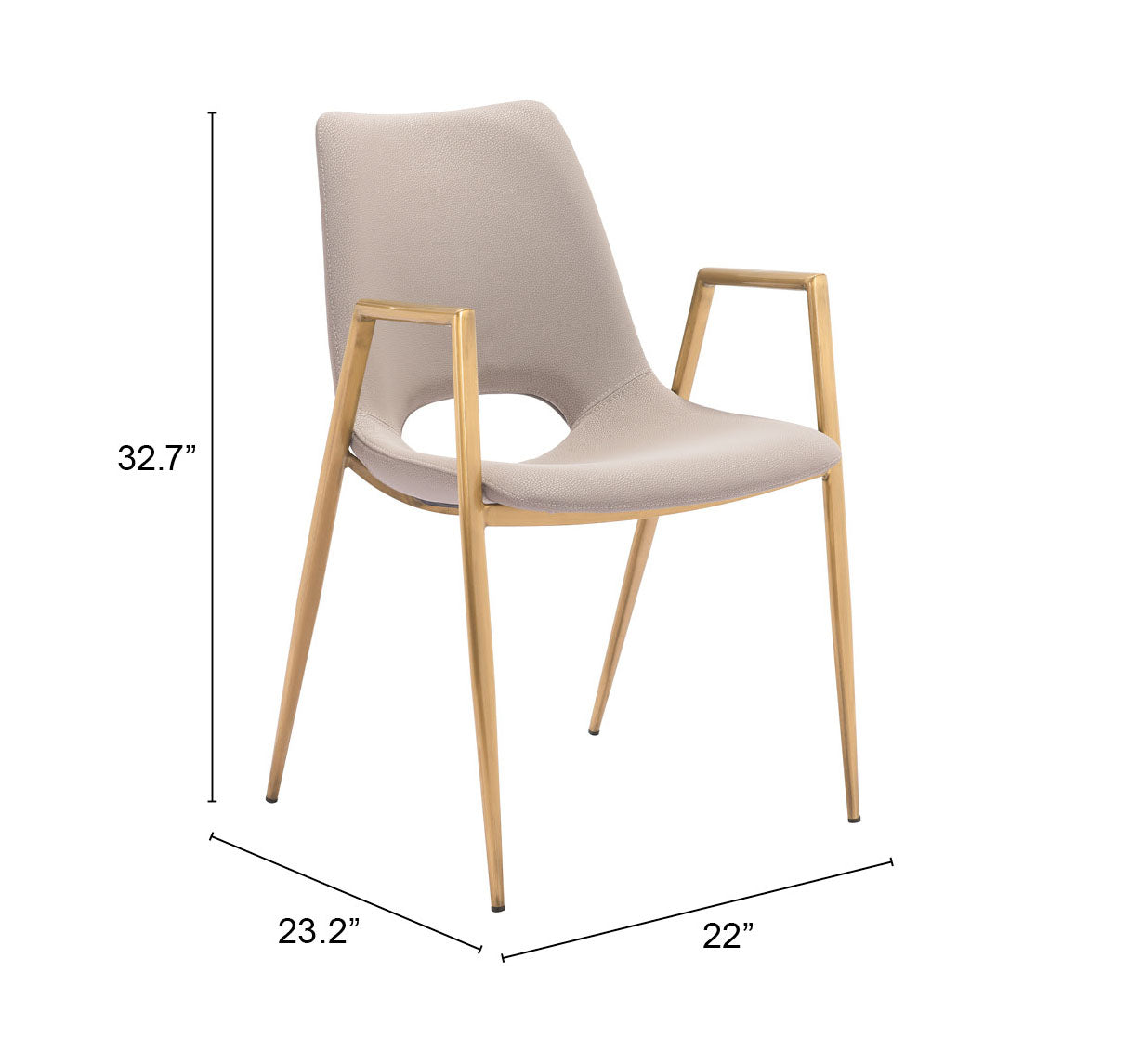 Desi Dining Chair (Set of 2) Beige & Gold