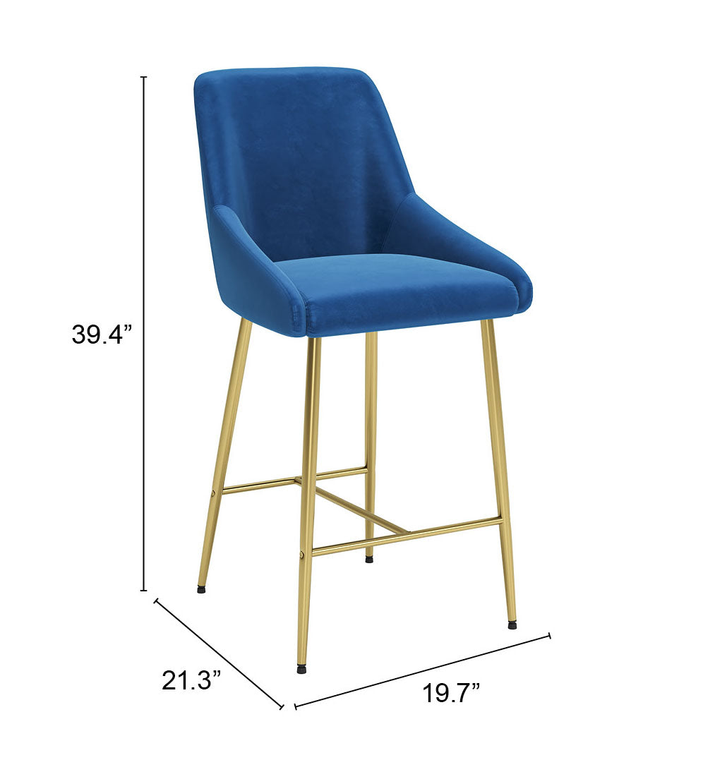 Madelaine Counter Stool Navy Blue & Gold