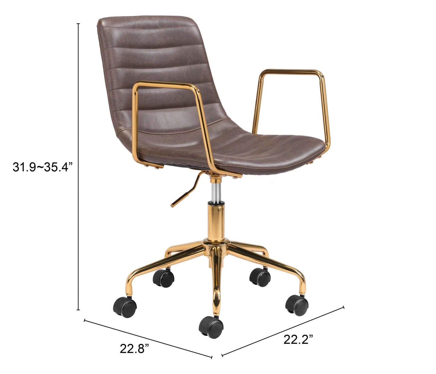 Eric Office Chair Brown & Gold