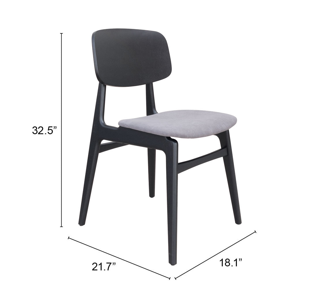 Othello Dining Chair (Set of 2) Gray & Black