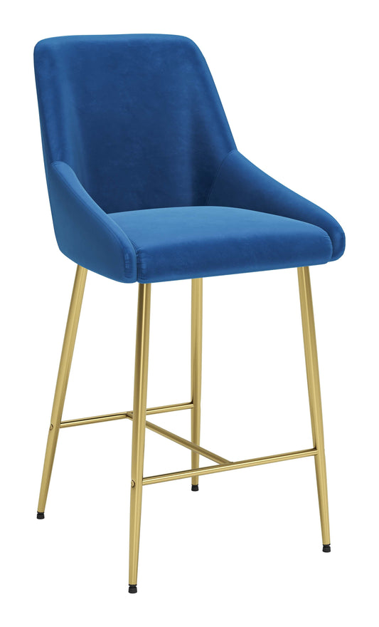 Madelaine Counter Stool Navy Blue & Gold