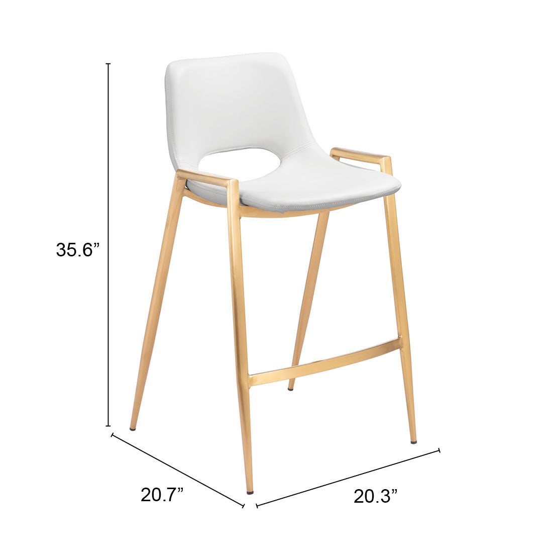 Desi Counter Stool (Set of 2) White & Gold