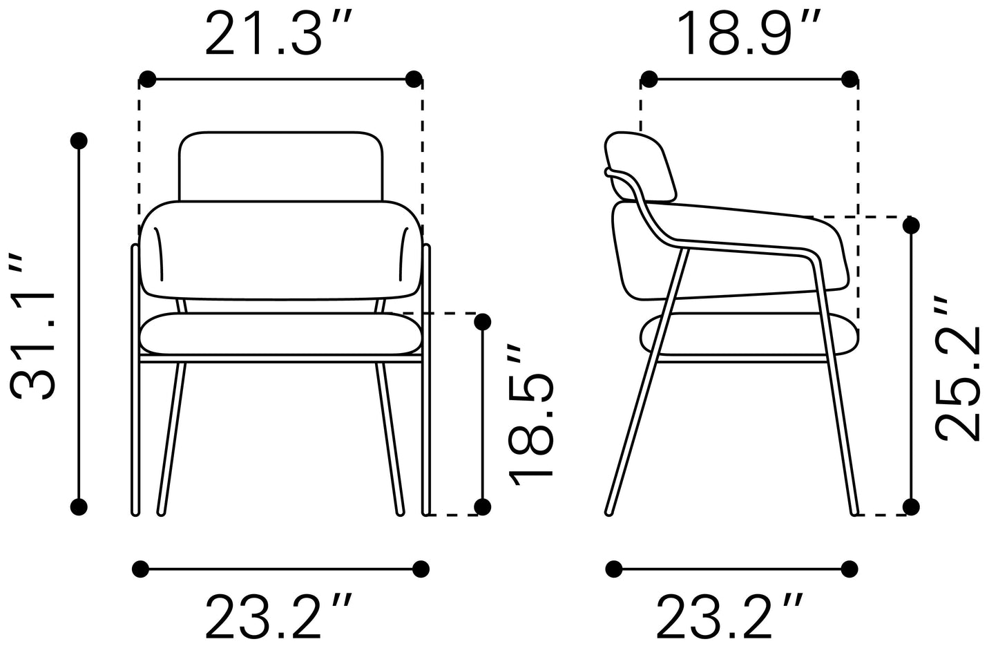 Marcel Dining Chair (Set of 2) Brown