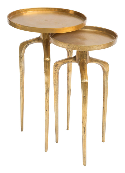 Set of 2 Como Accent Tables Antique Gold