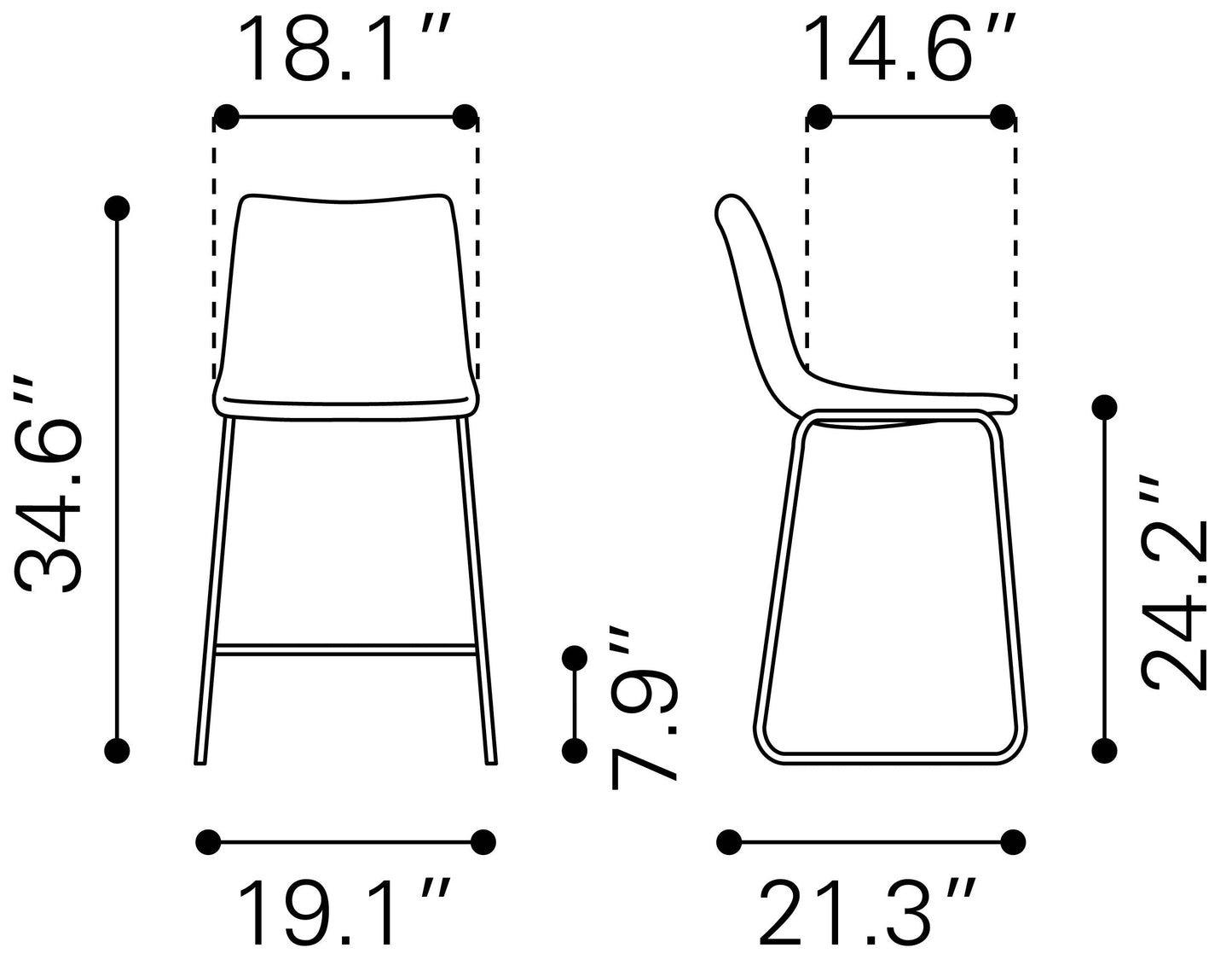 Smart Counter Stool (Set of 2) Vintage Espresso