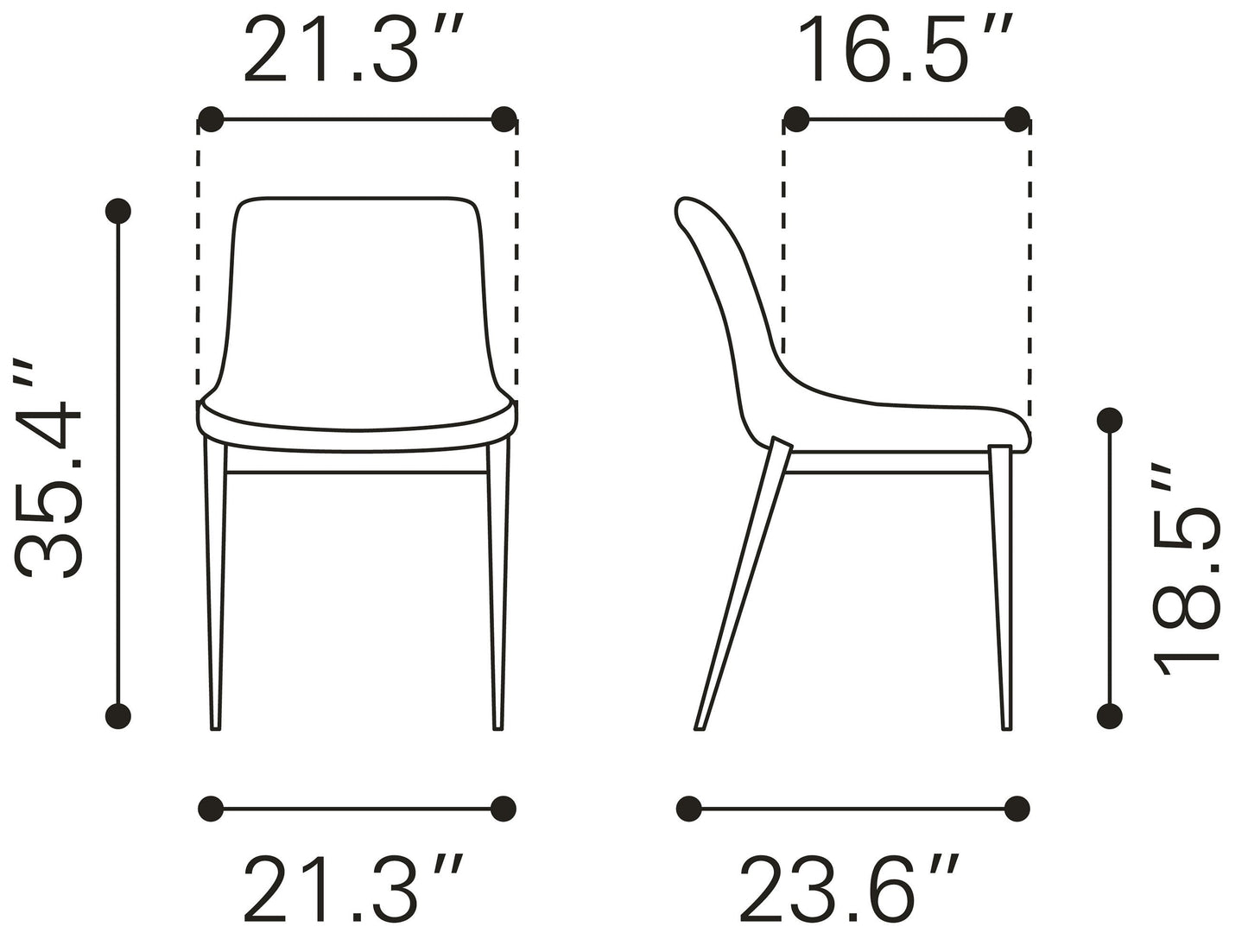 Magnus Dining Chair (Set of 2) Brown & Silver