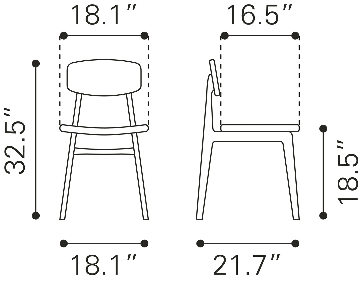 Othello Dining Chair (Set of 2) Light Gray & Walnut