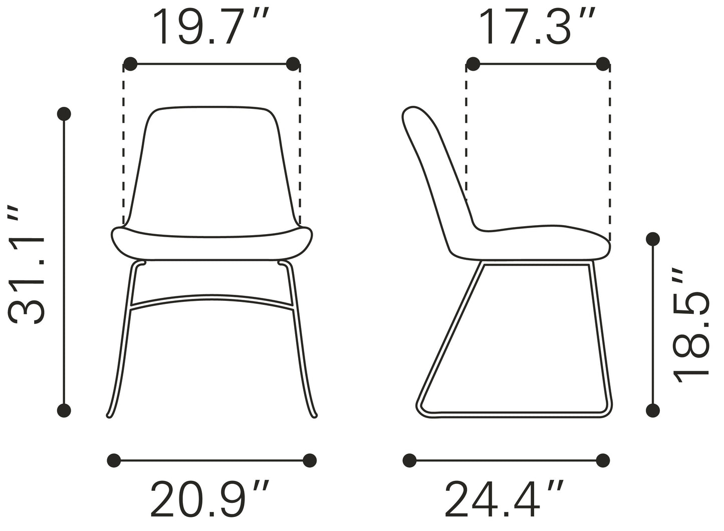 Tammy Dining Chair (Set of 2) Orange