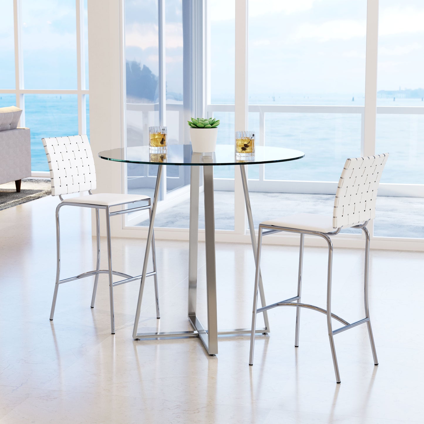 Criss Cross Counter Stool (Set of 2) White