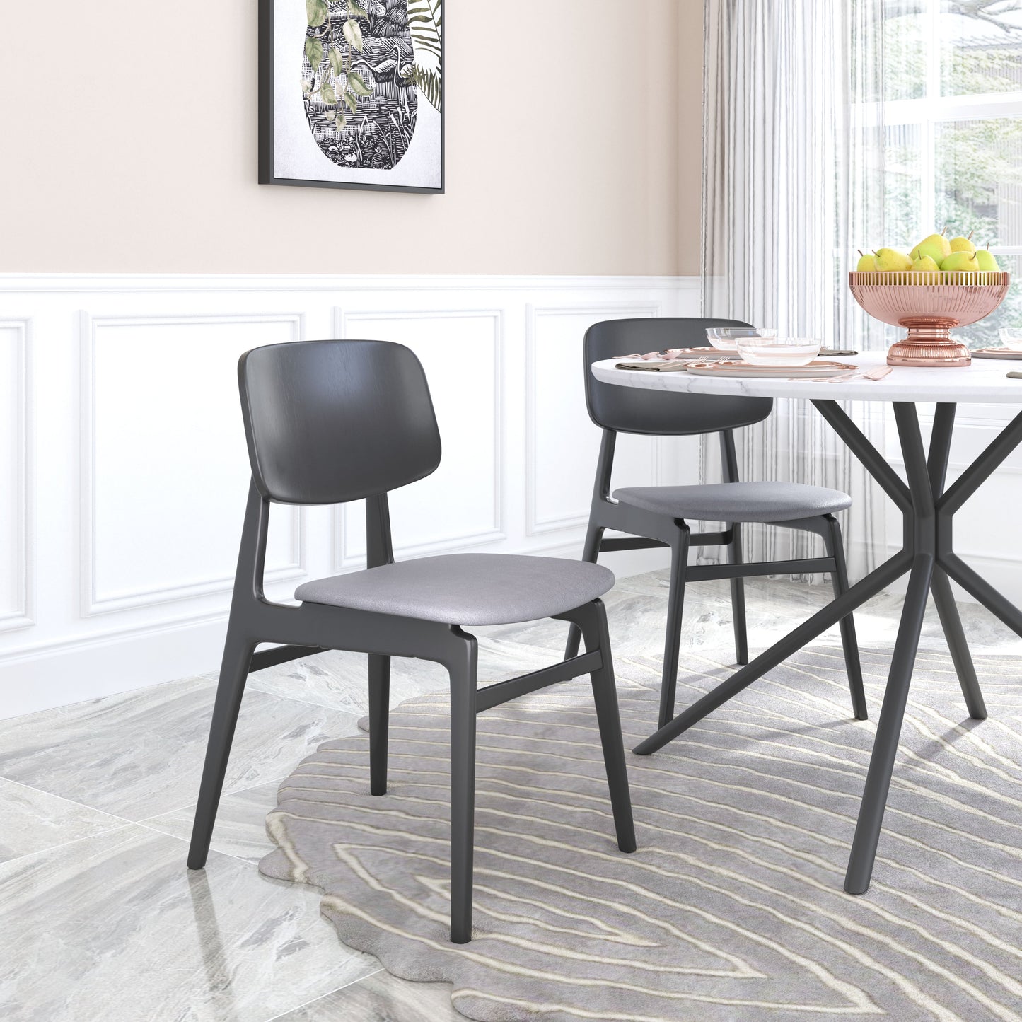 Othello Dining Chair (Set of 2) Gray & Black