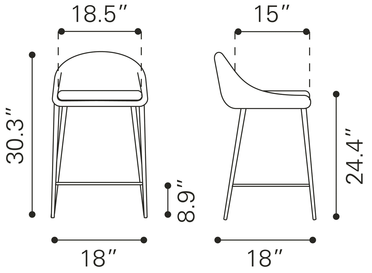 Reykjavik Counter Stool (Set of 2) Pea Green