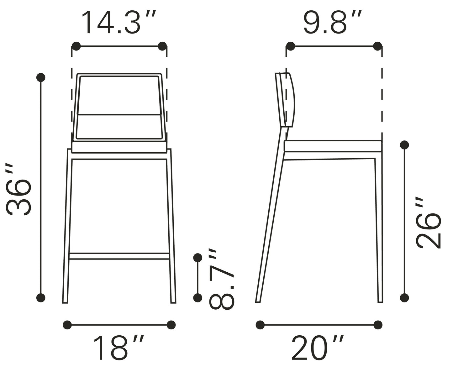 Dolemite Counter Stool (Set of 2) White