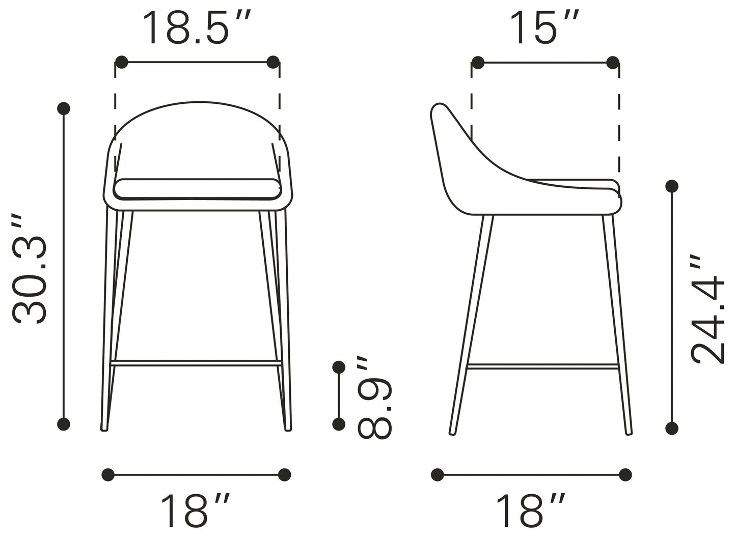 Reykjavik Counter Stool (Set of 2) Graphite