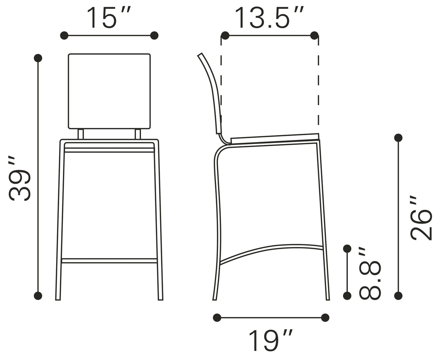 Criss Cross Counter Stool (Set of 2) White