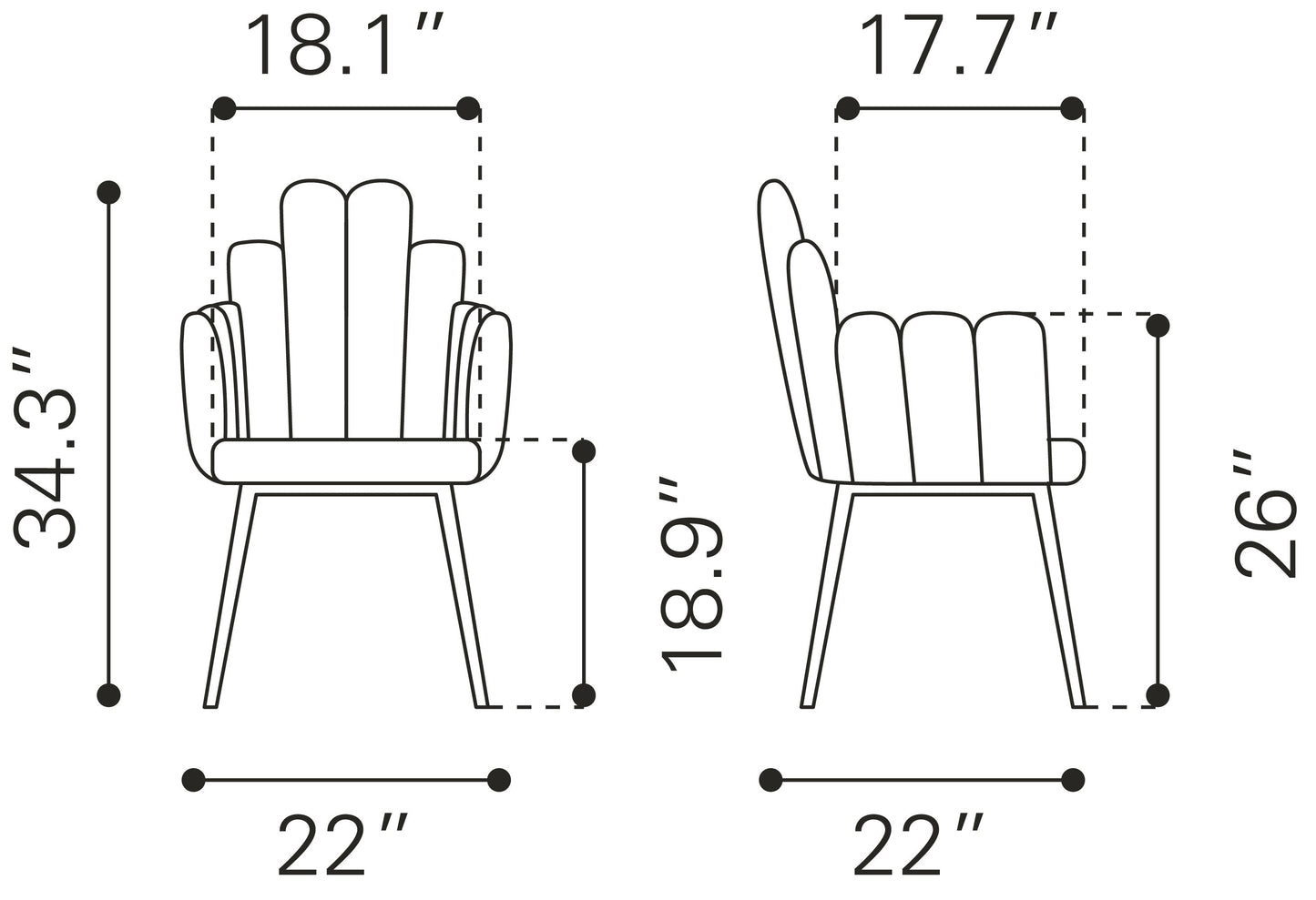 Noosa Dining Chair (Set of 2) Navy Blue