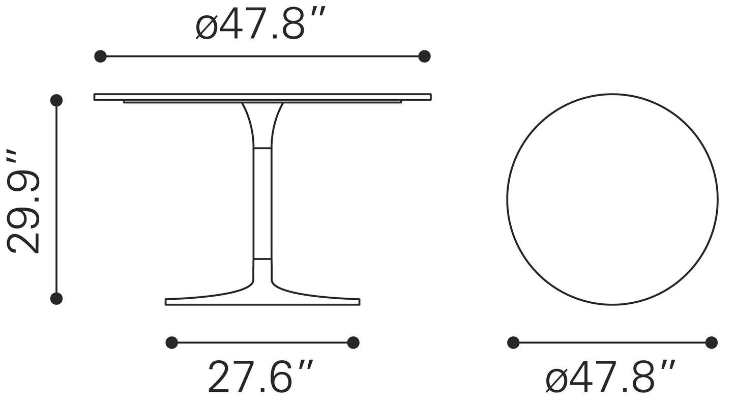 Gotham Dining Table 48" White & Silver